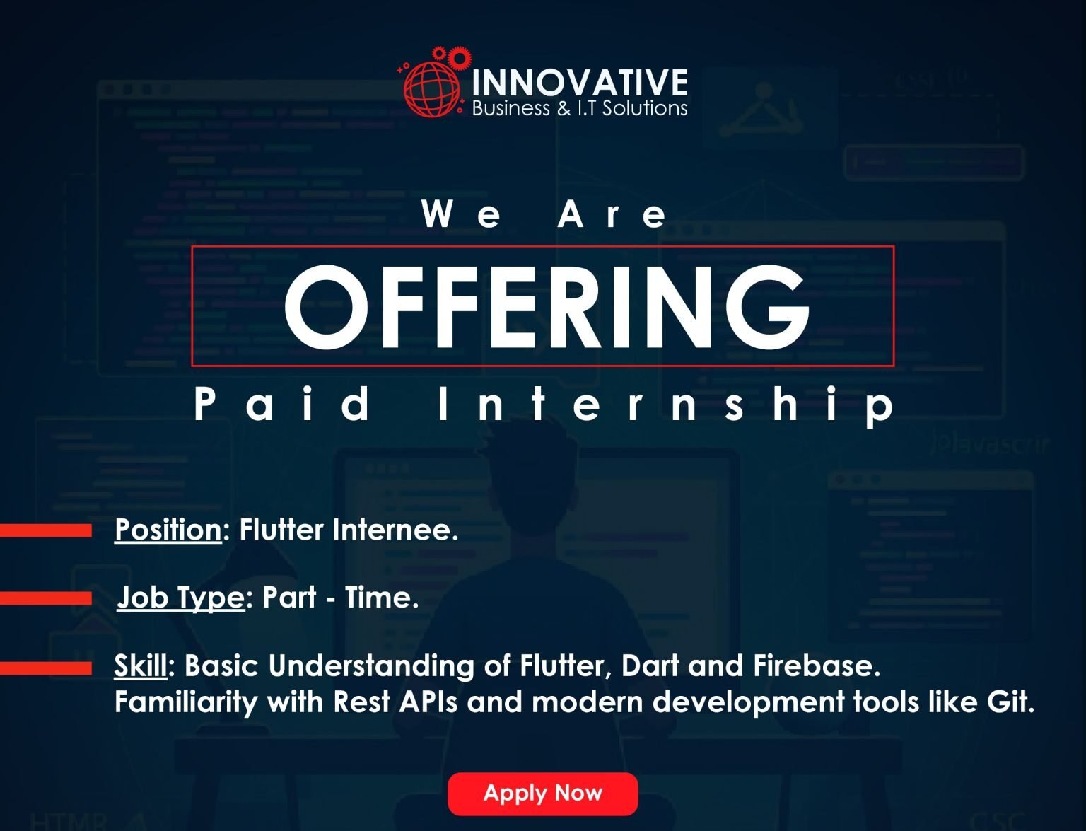 Flutter Developer Intern (Paid – Part Time)